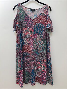 MSK Colorful Cold-Shoulder Swing Dress